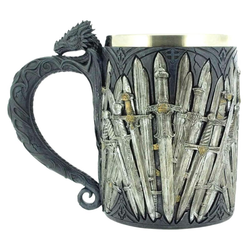 Pacific Giftware باستيفيك جيفتوير ليجندز أوف ذا سووردز جيم أوف سوورد ثرونز دراجون ماغ تانكارد 13oz - Image 1